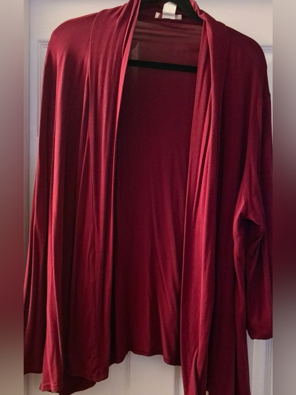 Open-Front Draped Cardigan Sweater in Deep Wine